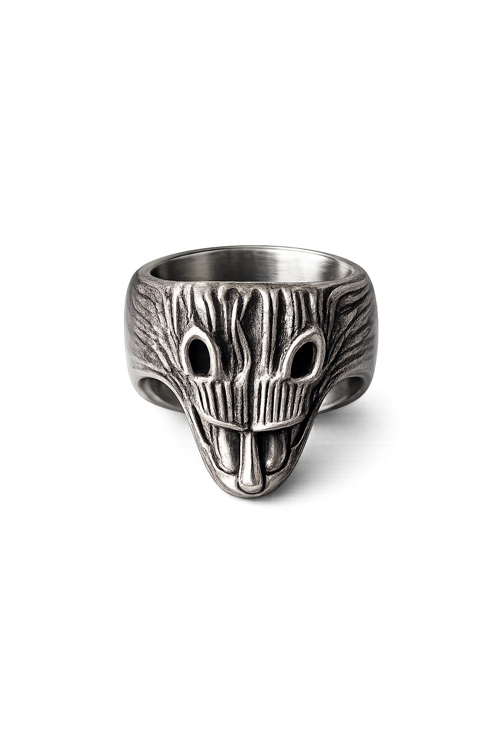 Forest Spirit Mask Ring – Sterling Silver Guardian Ring