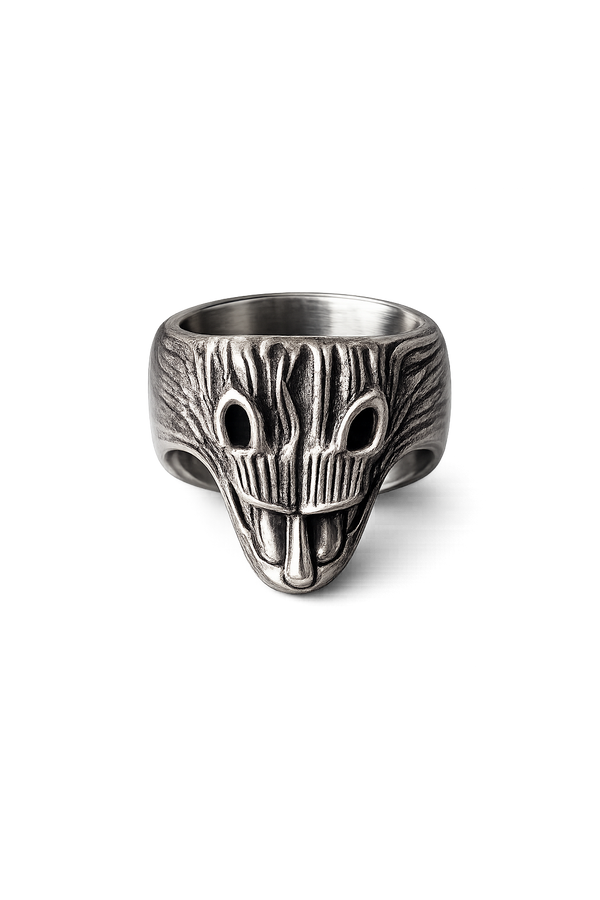 Forest Spirit Mask Ring – Sterling Silver Guardian Ring