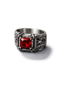 Crimson Sovereign Ring – Sterling Silver Ruby Signet Ring