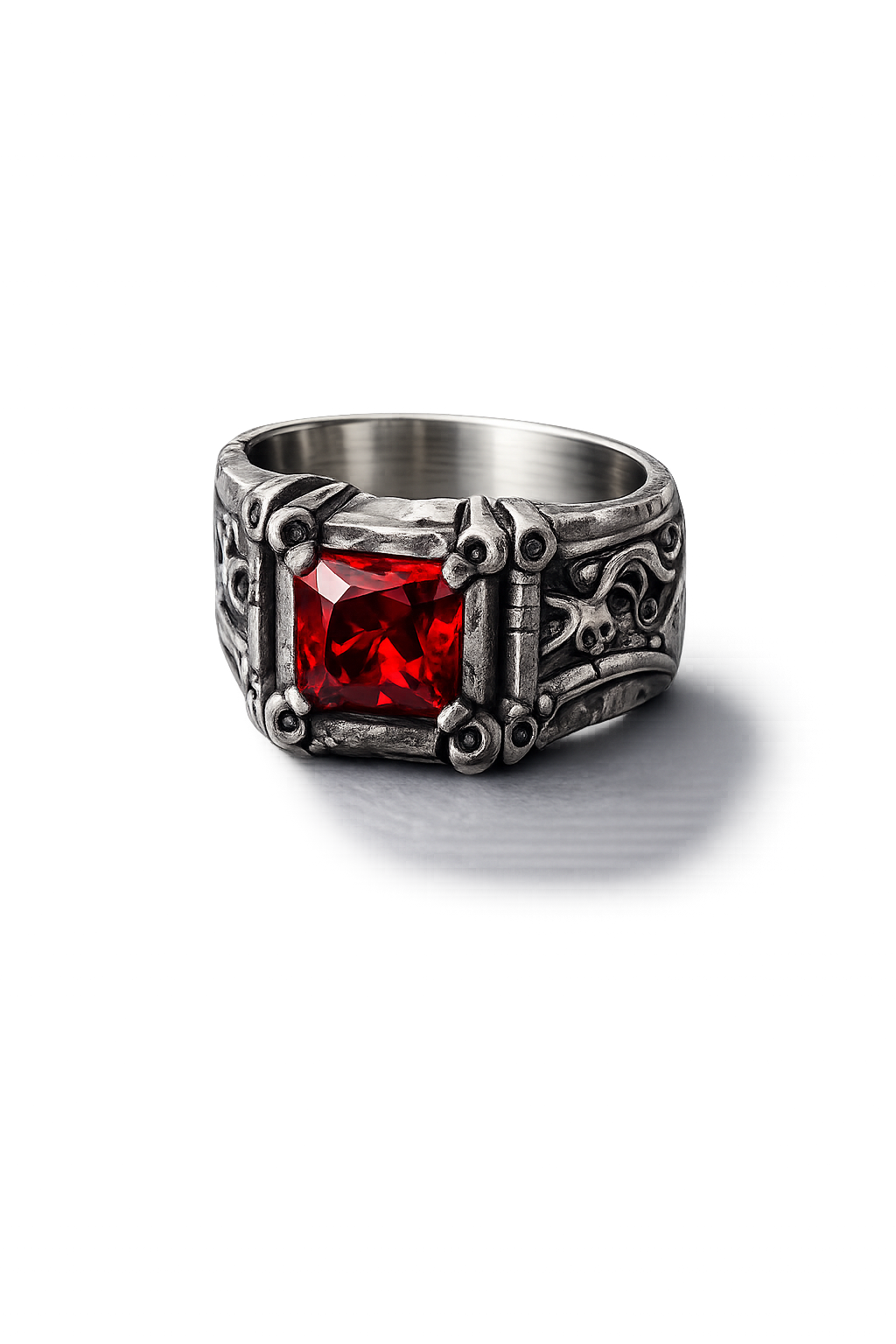 Crimson Sovereign Ring – Sterling Silver Ruby Signet Ring