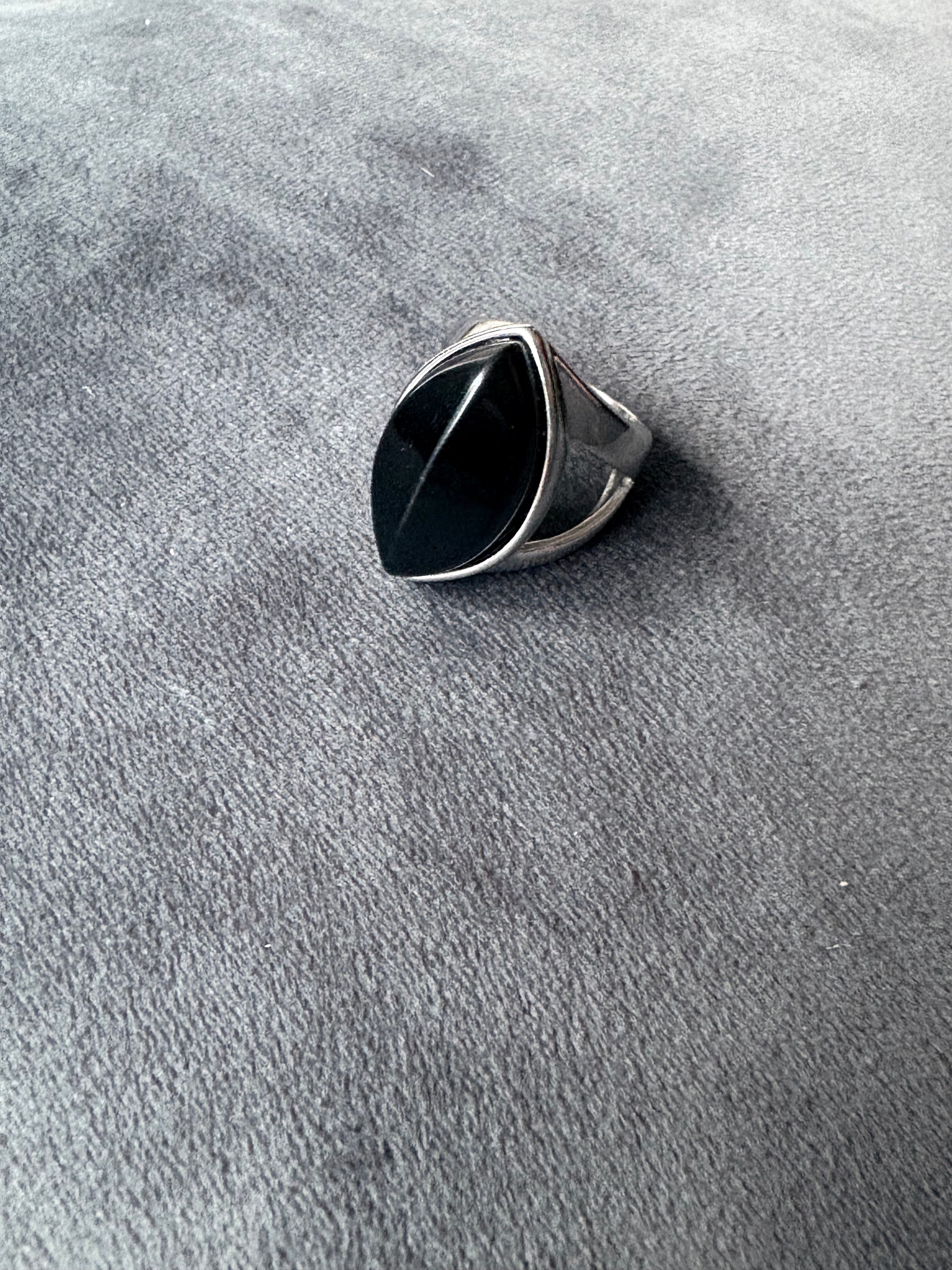 Obsidian Marquise Ring