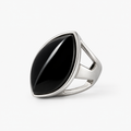 Obsidian Marquise Ring – Sterling Silver Statement Ring