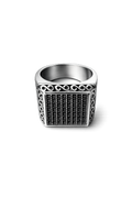 Midnight Crest Ring – Sterling Silver Signet Ring