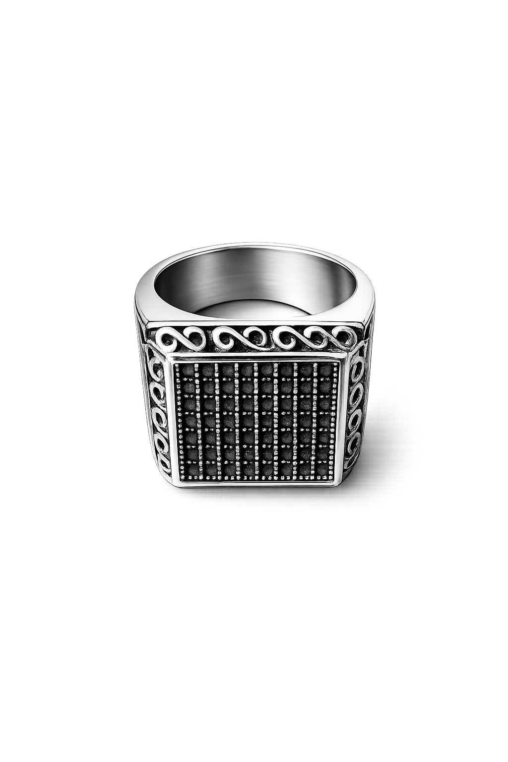 Midnight Crest Ring – Sterling Silver Signet Ring