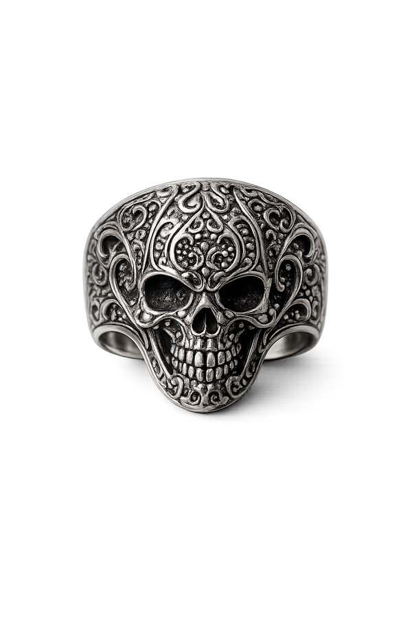Baroque Skull Ring – Sterling Silver Gothic Statement Ring
