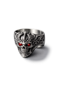 Crimson Crown Skull Ring – Sterling Silver Gothic Ring
