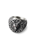 Red-Eyed Wolf Signet Ring – Sterling Silver Guardian Wolf Ring
