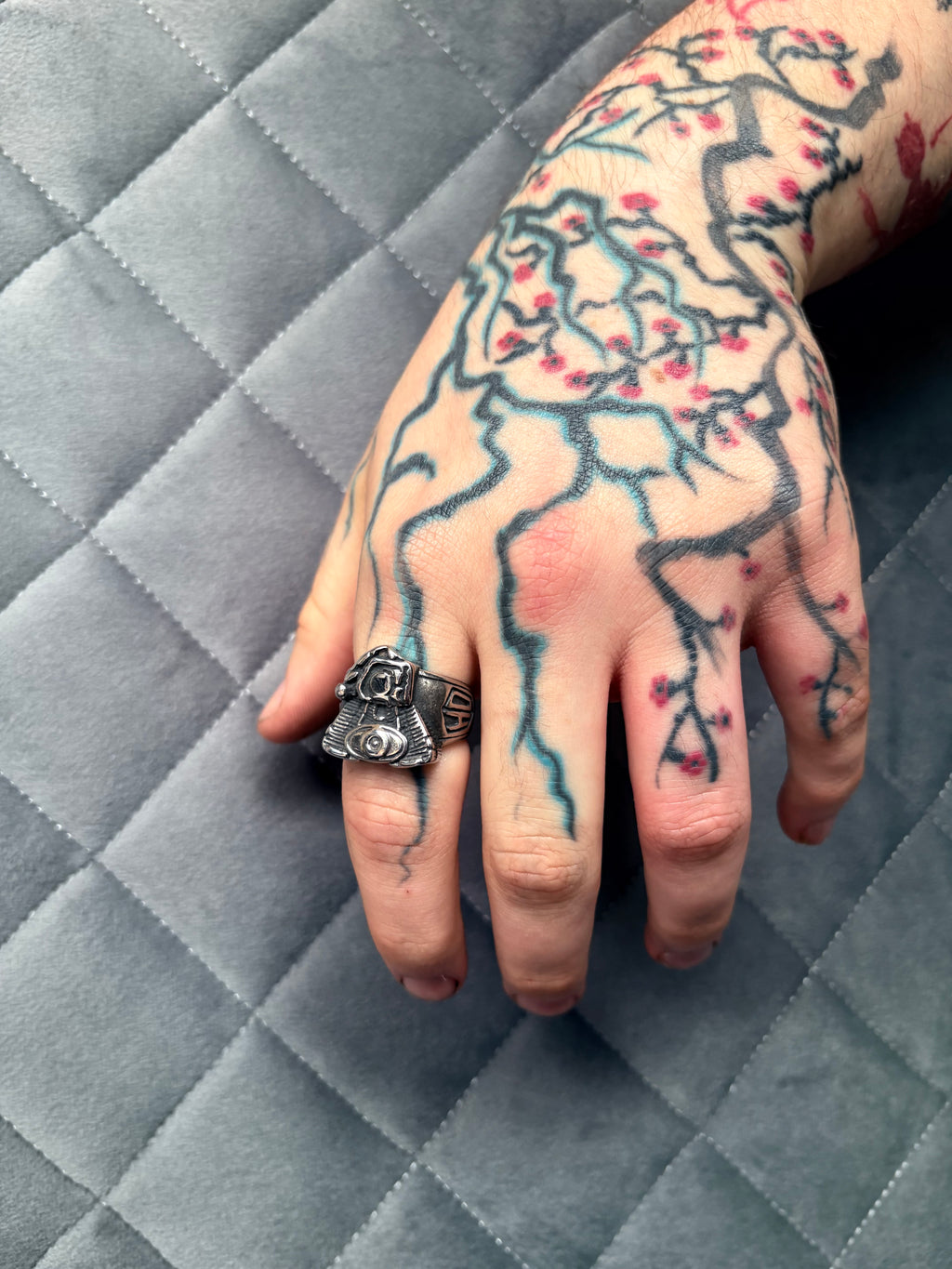 Vintage Motorcycle Engine Signet Ring – Sterling Silver Biker Ring