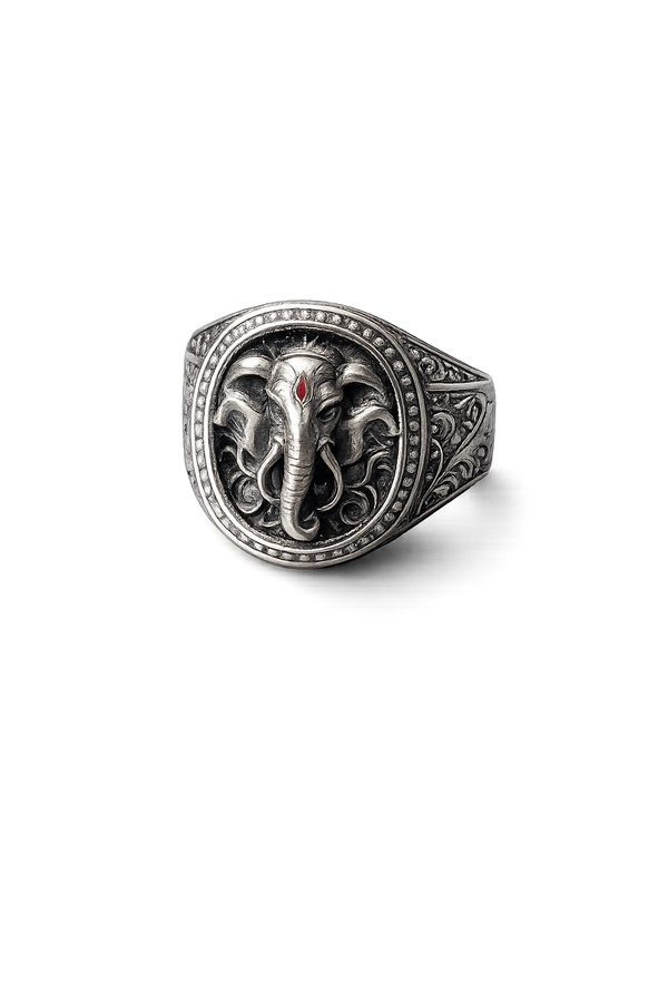 Ganesha Guardian Ring – Sterling Silver Signet Ring
