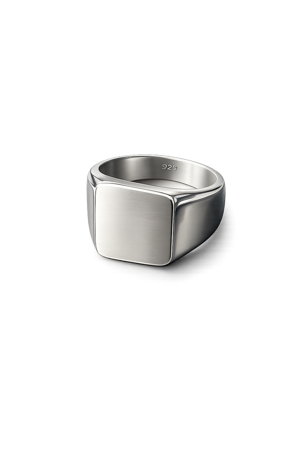 Classic Square Signet Ring – Sterling Silver Minimalist Signet Ring
