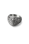 Floral Scroll Signet Ring – Sterling Silver Vintage Engraved Ring