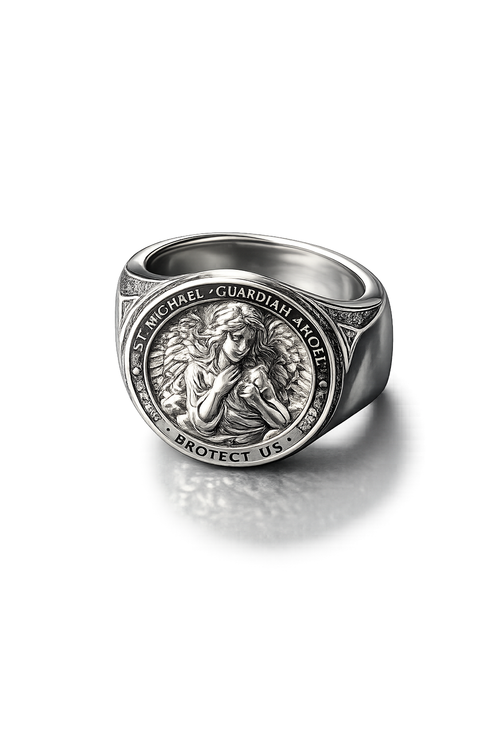 St. Michael Guardian Signet Ring – Sterling Silver Archangel Protection Ring
